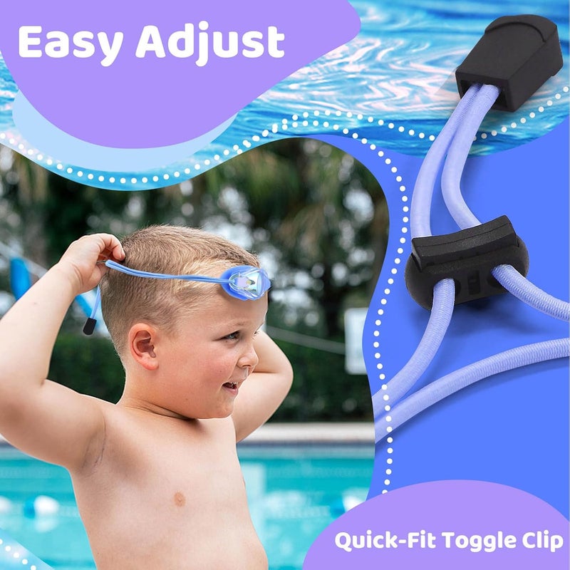 Vvinca Kids Swim Goggles with Bungee Strap No Leaking Anti Fog Toddler Goggles with Quick Adjust Ages 3-14 - Image 3